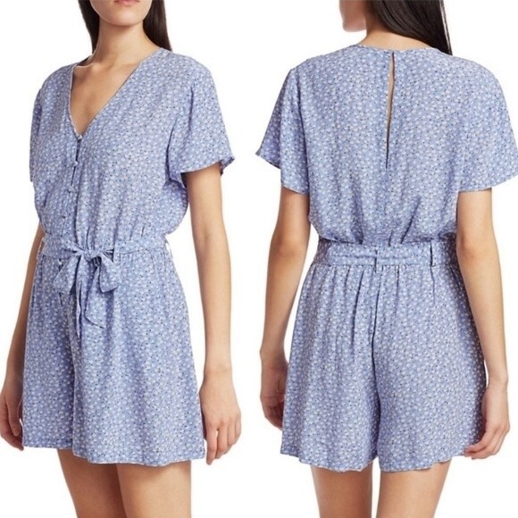 NWOT Rails | Sophia Sky Blue Daisies Button Up Romper NO BELT L - Picture 4 of 14